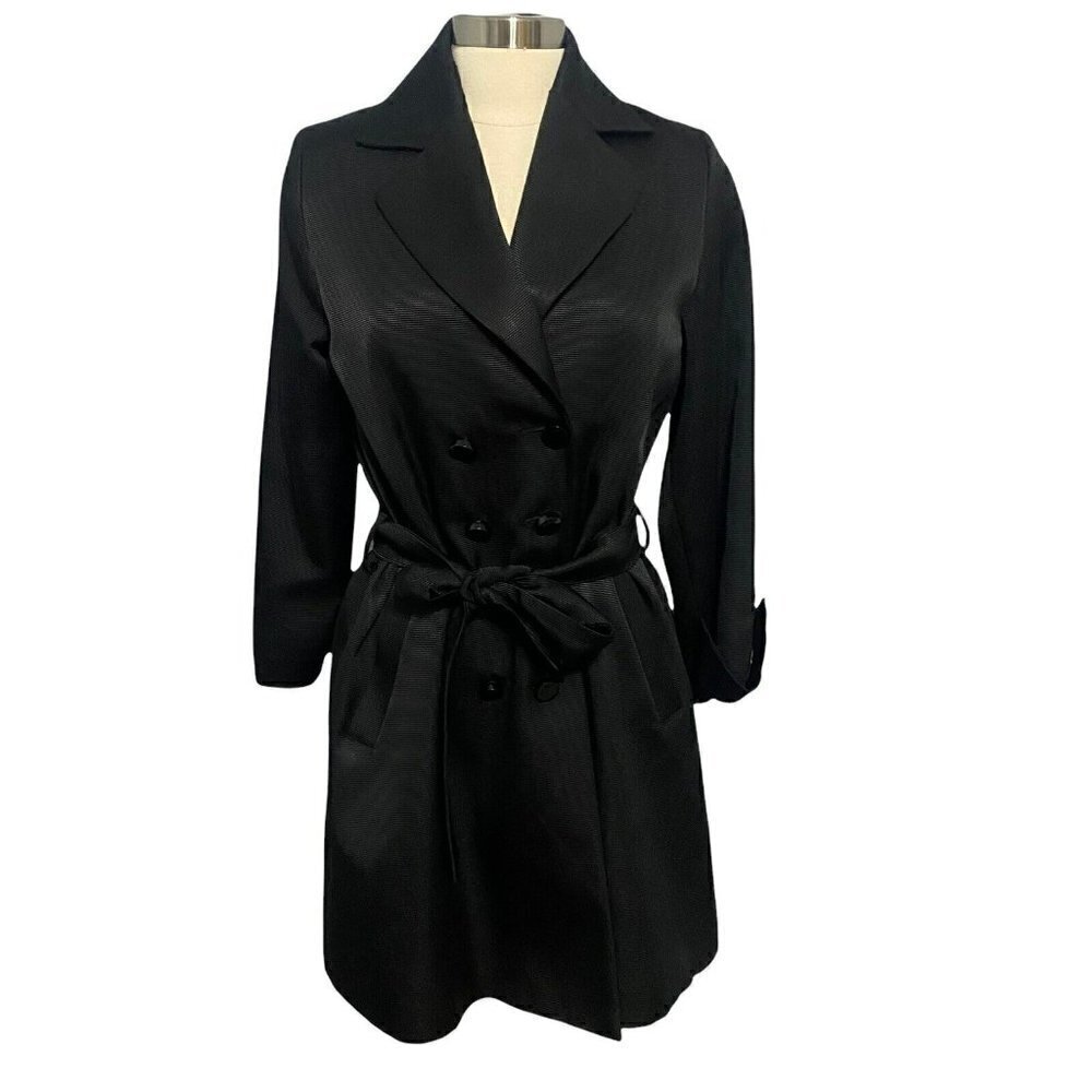 St. John Collection Marie Gray Double-Breasted Trench Coat Women’s Size S